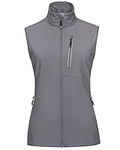 33,000ft Women's Lightweight Gilet Outerwear Waterproof Stand Collar Softshell Cycling Vest Laddies Reflective Sleeveless Jacket for Riding Running Golf Hiking Walking Fishing Light Grey XL