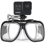 OCTOMASK - Dive Mask w/Mount for All GoPro Hero Cameras for Scuba Diving, Snorkeling, Freediving (Clear)