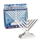 Rite Lite Rambam Style Go Menorah Silvertone Electric Menorah with Blue Lights - Chanukah Menorah Perfect Hanukkah Gift Modern Menorah