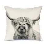 RABUSOFA Highland Cow Pillow Covers 16x16 Inch,Western Decor Wild Yak Throw Pillow Case,Farmhouse Cow Print Stuff Decorative Cushion Covers for Home Sofa Couch