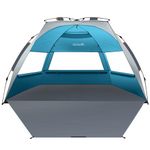 OutdoorMaster Pop Up 3-4 Person Beach Tent X-Large - Easy Setup, Portable Beach Shade Canopy Folding Sun Shelter with UPF 50+ UV Protection Removable Skylight Family Size (Ocracoke Coast)