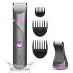 Pubic Hair Trimmer Women Bikini Trimmer Electric Shaver Razor for Bikini Armpit Legs Pubic Groin Hair Removal Body Hair Trimmer for Men, Rechargeable with Ceramic Blades Waterproof for Wet and Dry Use