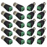 FULARR 20Pcs Professional BNC Connector Kit, 10 Pairs BNC Male Plug & Female Socket Screw Terminal Block Adapter, BNC Video Balun Connector for Coax Cat5 Cat6 to CCTV DVR TV Video Cameras