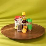 Utopia Choice Lazy Susan 360 Rotating Organizer | Wooden Serving Platter | American Walnut Wood | Finished with Clear Polyurethane Coat (Grado Collection) | 45 x 45 x 4.3 cm | Brown Cake Turntable