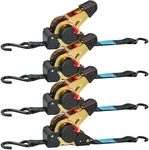 Digank Retractable Ratchet Straps 4 Pack - 1" x 10' Each, Ratchet Straps Self Retractable 1600 lbs Break Strength. Weather Resistant Safety S-Hooks, Perfect for Boat, Securing Cargo, Any Hauling Job