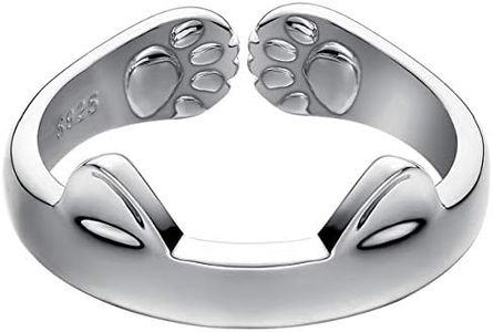 Jewever S925 Sterling Silver Cat Ears Open Tail Ring Paws Mutual Surrounded