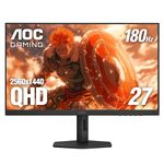 AOC Q27G4XN 27" Gaming Monitor, 2K QHD 2560x1440, 180Hz 1ms, Adaptive-Sync, Height Adjustable, 2X HDMI 2.0, 1x Display Port, Xbox/PS5/Switch Ready, 3-Year Zero-Bright-dot