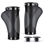 PRUNUS Bike Handlebar Grips, Mountain Bike Grips Non-slip Rubber, Bicycle MTB Grips Shockproof Waterproof with Aluminum Double Lock-On Design, Ergonomic BMX Grips for Most Bikes