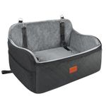 Lealchum Dog Car Seat Up to 55lb,2 Clip-On Safety Adjustable Leashs Car Dog Bed for 2 Small Dogs,Fully Detachable and Washable Pet Car Seat with 2 Storage Pockets,Easy to Install(Black/Grey, Large)