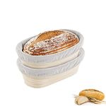 Bread Proofing Basket,SONPENT 2 Pack 10 Inch Oval Shaped Banneton Proofing Basket Set, Banneton Proofing Basket for Home Baker Homemade Rattan