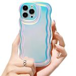 Wlz for iPhone 13 Pro Max Case Curly Wave Frame Cute Design, Iridescent Fluorescent Matte Fashion Phone Cases for Women Girls Luxury Rainbow Silicone Shockproof Soft TPU Bumper Protective Cover