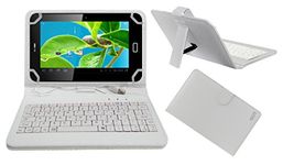 ACM USB Keyboard Case Compatible with Datawind Ubislate 7" Tablet Cover Stand Study Gaming Direct Plug & Play - White