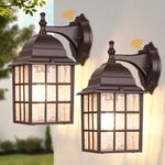 2-Pack Dusk to Dawn Outdoor Lights for House, Exterior Porch Light Fixtures Wall Mount with Photocell Sensor, Oil Rubbed Bronze Wall Lantern, Waterproof Outside Wall Sconce Lighting for Garage,Door