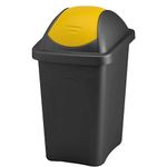 Home Centre 30L Swing Lid Kitchen General Waste Recycling Bin Colour Code Management Made in Italy Quality Rubbish Office Storage Trash Containers Yellow-Black