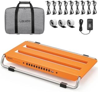 LEKATO Pedal Board, Guitar Pedal Board with Built-in Power Supply, 16x10.4x2" 2.4LB, Aluminum Alloy PedalBoard with Pedal Cables, Bag, Adhesive Hookside Tape