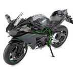 BDTCTK Compatible for 1:9 Kawasaki Ninja H2R Motorcycle DieCast Model, Suspension and Free Roller, Toy Car, Motorcycle Collection, Gift Black