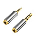 2 Pack Gold Plated 2.5mm Male to 3.5mm Female/3.5mm Male to 2.5mm Female Audio Jack Adapter, Headset Converter Connector for Smartphones, Headphone, Mic, Tablets