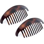 Camila Paris CP2430/2 Set of 2 French Hair Side Combs, Tortoise Large Interlocking Combs Flexible Durable Strong Hold Hair Clips for Women, No Slip Styling Girls Hair Accessories, Made in France