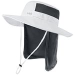 Bassdash UPF 50+ Sun Fishing Hat Water Resistant with Detachable Neck Flap White