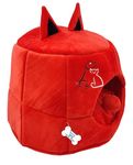 The DDS Store Foldable Cat House,Cat Cube Cave,Cat Bed for Indoor Cats,Cat Nest Semi-Enclosed Pet Cat Sleeping Tent House (Red-House)