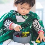 grabease Allover Waterproof Bib for Self-Feeding Infants and Toddlers, Machine Washable, Ages 6-24 Months, Forest Green