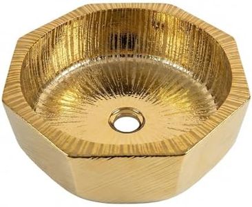 HOPESTAR Luxury Ceramic Washbasin, Gold Color, Octagonal Bowl Design