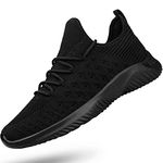 Feethit Mens Slip On Walking Shoes Lightweight Breathable Non Slip Running Shoes Comfortable Fashion Sneakers for Men, Black, 7.5