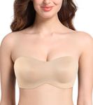 Exclare Women's Plus Size Non Padded Underwire Smooth Seamless Multiway Strapless Bra(34B, Beige)