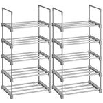 SONGMICS Shoe Rack, 5 Tier Shoe Organizer, Set of 2 Metal Shoe Storage Shelves, Easy to Assemble, Entryway, Grey ULSA055G02