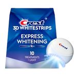 Crest 3D Whitestrips Express Whitening + Whitening Light At-home Teeth Whitening Kit, 10 Treatments + Light, 16 Levels Whiter