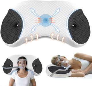 ROOWANA CPAP Pillow for Side and Back Sleeping - Reduces Air Leaks & Mask Pressure, Premium Memory Foam Pillow for All CPAP Masks, Neck Pillow for Side, Back and Stomach Sleepers, Black