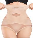 Bingrong Body Shaper for Women Tummy Control Knickers High Waisted Shapewear Shorts Slimming Underwear Panties Butt Lifting (L, Beige)