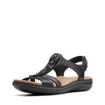 Clarks Womens Slingback Flat Sandal, Black Black Black Leather, 10 Narrow US