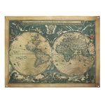 Vintage Old World Map Canvas Wall Tapestry with 6 Hooks Wall Hanging Decor 48X36 Inches--enFen