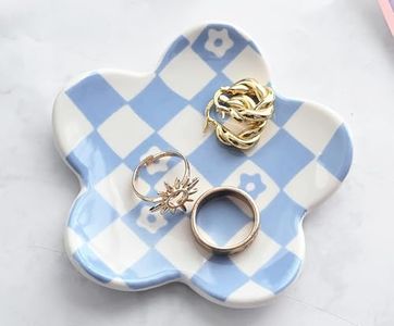 OVENKEI Teen Girls Gifts Trendy Stuff Aesthetic Room Decor Bedroom Decor Aesthetic Preppy Room Decor Aesthetic Stuff Checkered Jewelry Tray