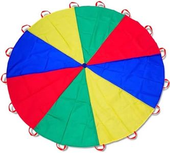 Dulousia Parachute 12ft - Gymnastics Parachute with Handles for Children Group Team Building Games, Gym Class Multi-Colored Parachute Birthday Holiday Indoor Outdoor Field Days Activity Supplies