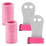 Dacitiery 4Pcs Gymnastics Grips Wristbands, Kids Gymnastic Grips Protectors Gymnastic Bar Grips with Pink Sweatbands Gymnastics Hand Grips for Girls Kids Youth