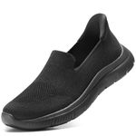 STQ Womens Hands Free Walking Shoes Lightweight Slip on Sneakers Athletic Ladies Comfortable Breathable Non Slip Nursing All Black Size 7