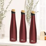 The Better Home Insulated Stainless Steel Water Bottle With Cork Cap | 18 Hours Insulation | Pack Of 3-750ml Each | Hot Cold Water For Office School Gym | Leak Proof & BPA Free | Wine Colour