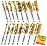 Attoshow 16-Piece Bore Brush Set - Brass Drill Wire Bore Cleaning Brushes - 1/4" Hex Shank for Power Drills, Impact Drivers, Grinders (8/10/12/15/17/19/22/25mm)