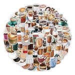 100Pcs Coffee Sticker for Water Bottle,Bumper,Bike,Laptop,Scrapbook, Notebook,Suitcase,Computer,Luggage,Vintage Cute Coffee Waterproof Stickers,Cartoon Coffee Cup Decals,Gift for Adults Girl Teens