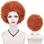 Short Curly Reddish Orange Wig Women's Ginger Afro Wigs Fluffy Retro 70s Wig Heat Synthetic Fiber Hair for Halloweem Costume Party