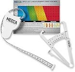 Body Fat Caliper and Measuring Tape for Body - Skinfold Calipers and Body Fat Tape Measure Tool for Accurately Measuring BMI Skin Fold Fitness and Weight-Loss - New Upgraded Design (White)