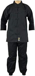 Martial Arts Kung Fu Cotton Uniform - All Black, Black, 00/120cm