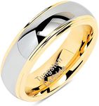 100S JEWELRY 6mm Tungsten Rings For Men Women Wedding Band Two Tones Gold Silver Engagement Size 5-13 (9)