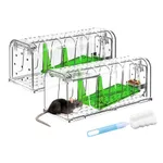 MEKEET Mouse Traps - Humane Mouse Trap 2 Pack, Effective and Safe Mouse Traps for Indoors, Pets and Children Friendly, Reusable Rodent Mice Trap - Capture Mice Safely and Humanely