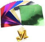 112 Sheets Origami Foil Paper Art Cardstock Paper Metallic Colors Craft Mirror Paper Bright Board Sheets Folding Paper Scrapbook Paper, DIY Card, Arts Crafts Projects, 7 Colors, 6 x 6 Inch