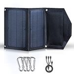 Gasolarxy 14 W Solar Charger Foldable Solar Panel 5 V 2 A for Mobile Phone, Power Bank, Camping, Emergency Power Charging (14 W Black)