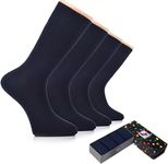 Hugh Ugoli Men's Rayon Dress Socks for Business & Trouser, Thin & Seamless Crew Socks, 4 Pairs with Gift Box, Navy Blue, Shoe Size: 8-12
