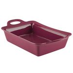 Rachael Ray 47860 9" x 13" Rectangular Baker Stoneware, Ceramic, Burgundy